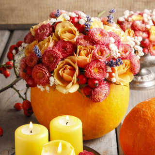 DIY Fall Decor Pumpkin Flower Arrangement