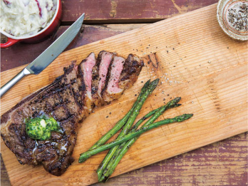 Balsamic-Marinated Steaks with Herb Butter and Grilled Asparagus ...