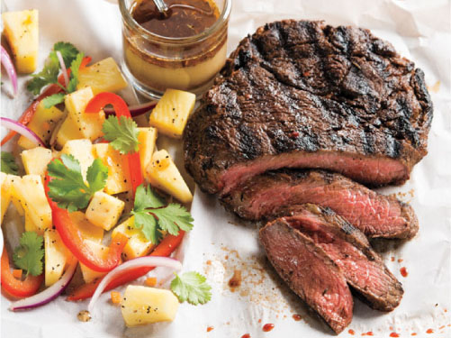 Jerk Sirloin Steak with Pineapple-Pepper Salad