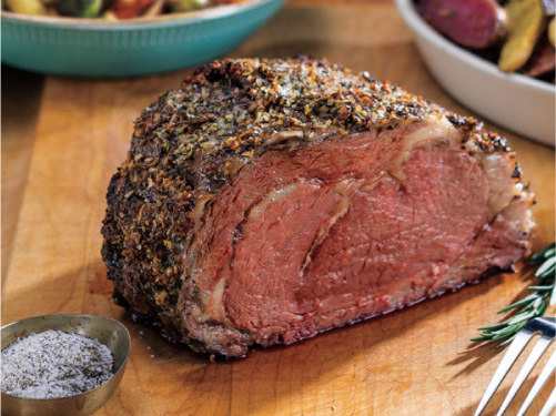 Mustard-Herb Rubbed Prime Rib Roast with Wine Jus