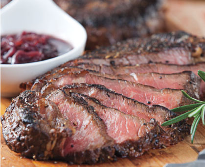 Pepper-Crusted Steak with Red Wine-Shallot Sauce