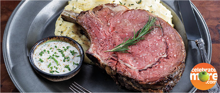 Standing Beef Rib Roast with Horseradish Cream & Zip Sauce