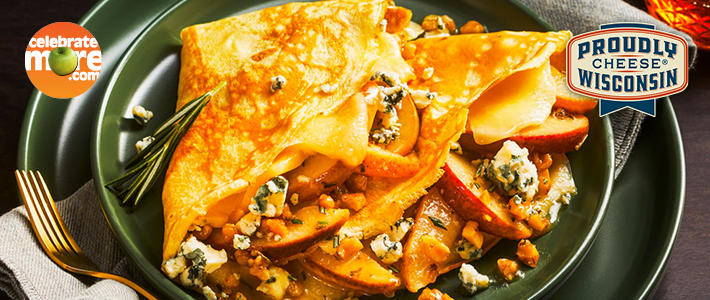 Honey-Kissed Pears and Blue Cheese Crepes