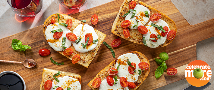 Garlic Bread Caprese Pizzas