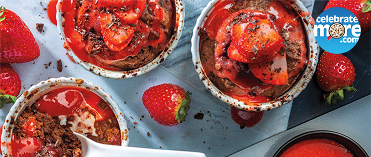 Instant Pot® Chocolate Soufflé Cakes with Strawberry Sauce