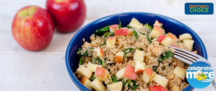 Quinoa Salad with Apples, Baby Spinach and Chick Peas