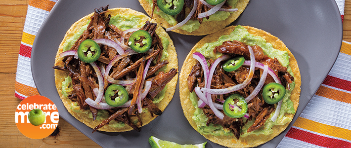 Slow Cooker Shredded BBQ Beef Tostadas