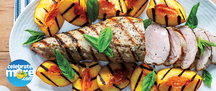 Grilled Pork Tenderloin with Grilled Peaches