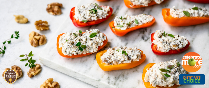 Herbed Cheese & Walnut Stuffed Mini Peppers