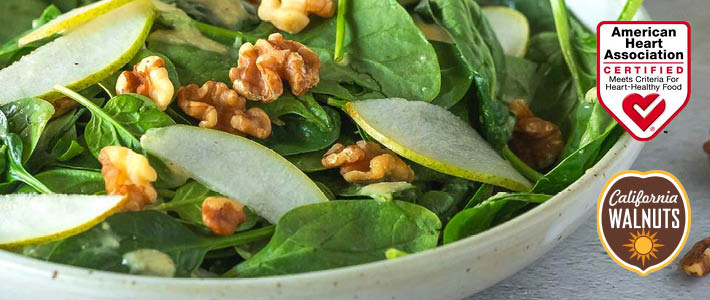 Pears with Walnut and Spinach with Citrusy Dressing