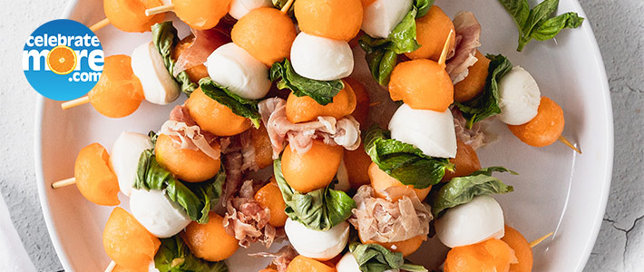 Cantaloupe Caprese Skewers 