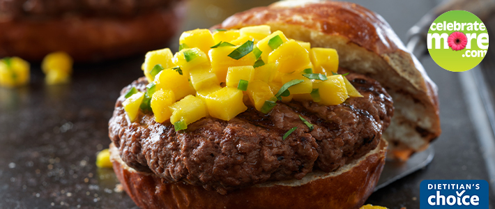 Caribbean Beef Burgers with Mango Salsa