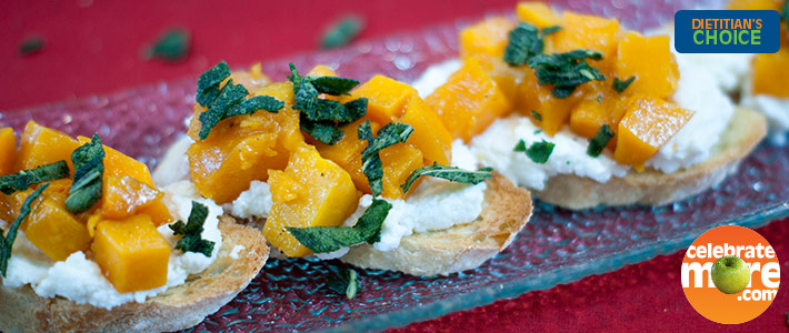 Butternut Squash, Ricotta and Sage Crostini