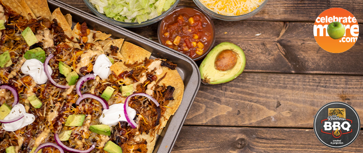 Sheet Pan Four Brothers BBQ Pulled Pork Nachos