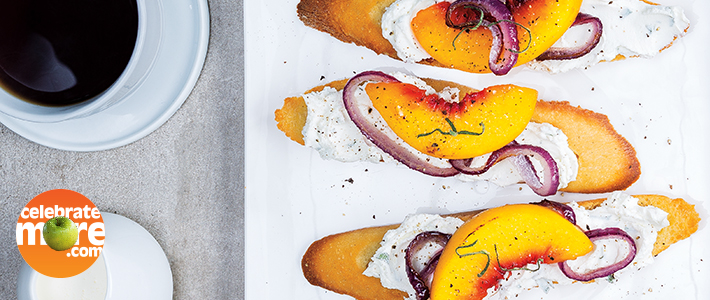 Goat Cheese & Roasted Peach Toasts