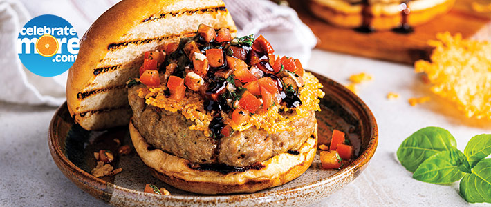 Grilled Bruschetta-Topped Turkey Burger