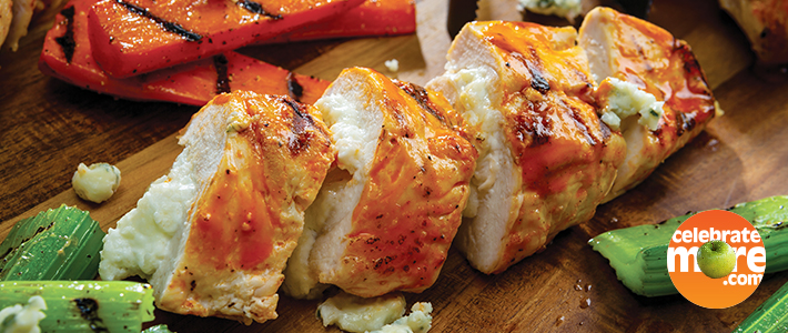 Grilled Buffalo Blue Cheese-Stuffed Chicken Breasts