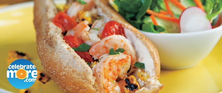 Grilled Shrimp, Corn & Tomato Rolls with Lime-Mayo