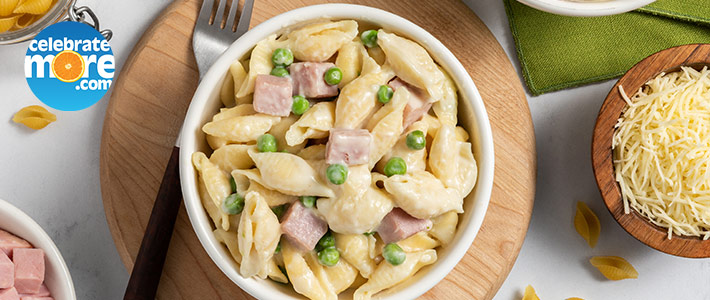 Ham and Peas Mac-and-Cheese