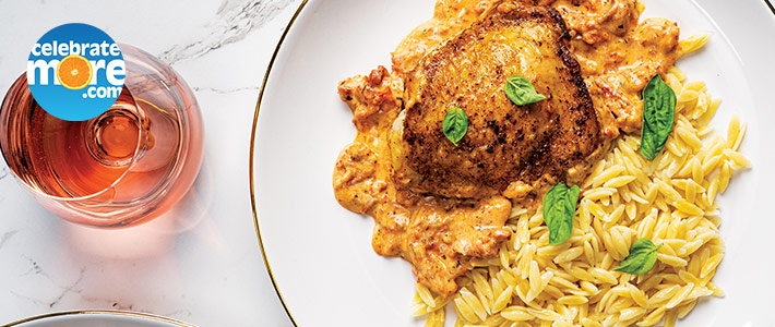 Marry Me Chicken Thighs with Orzo
