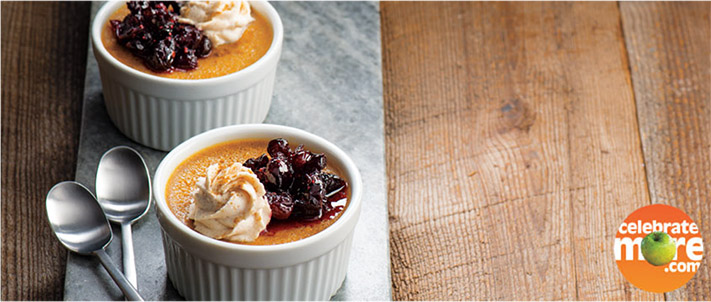 Pumpkin Pot de Crème with Cranberry Compote