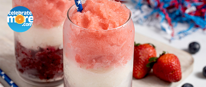 Layered Red-White-and-Blue Slushies