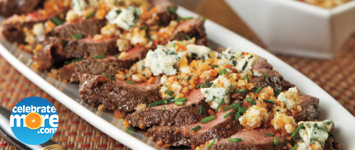 Roast Top Sirloin with Gorgonzola Topping & Balsamic-Cranberry Sauce