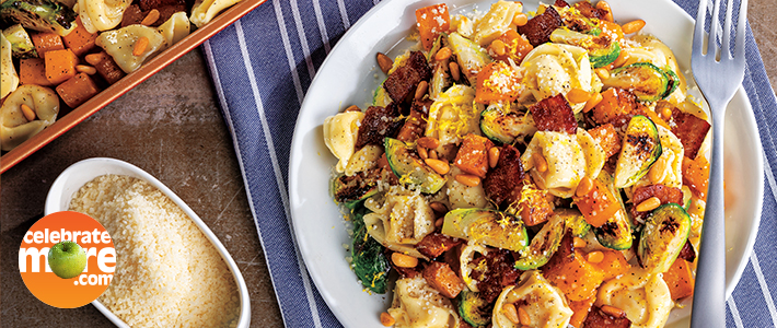 Sheet-Pan Butternut Squash, Bacon & Brussels Sprouts Tortellini