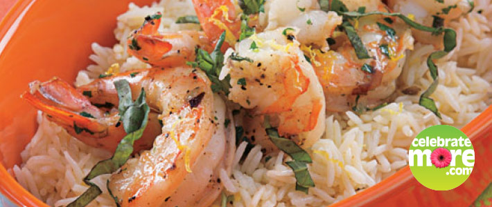 Shrimp Scampi over Rice