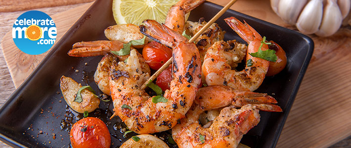 Grilled Shrimp & Olive Skewers