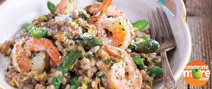 Slow Cooker Shrimp Farro Risotto