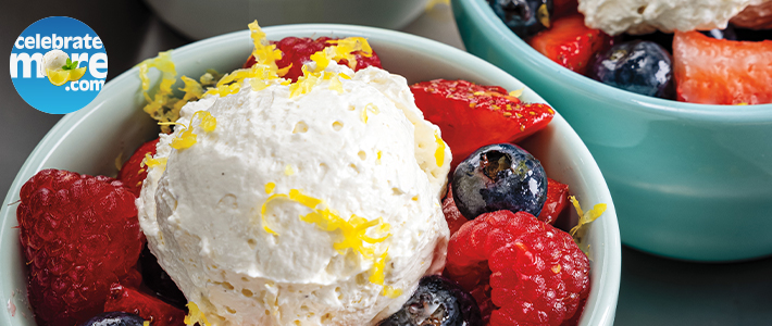 Star-Spangled Berries and Whipped Yogurt Cream